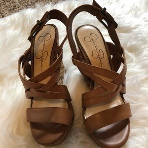 Women’s Jessica Simpson Julita brown strappy wedge